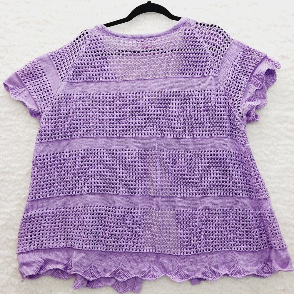 Cardigan Open Tunic Lagenlook Satin Tie Lavender Cottagecore Soft Y2K Size 2X - Picture 2 of 8